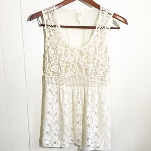 See Through Lace Top w/ Elastic Waist